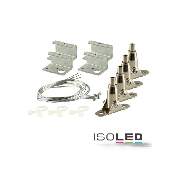 Seilabhängung (4 Stk) für UGR<16 Line Panels mit beweglicher Deckenhalterung und Stahlseile 1,5m