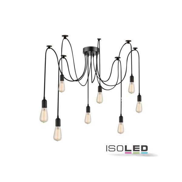 Hängeleuchte Spider 1 Metall schwarz, 8 Kabel 1,5m-3,5m, exkl. 8xE27 Leuchtmittel