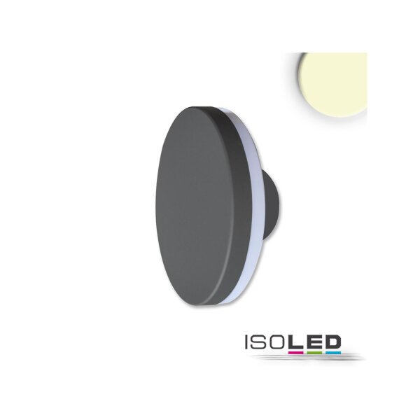LED Wandleuchte rund, 12W, IP54, sandschwarz, warmweiß