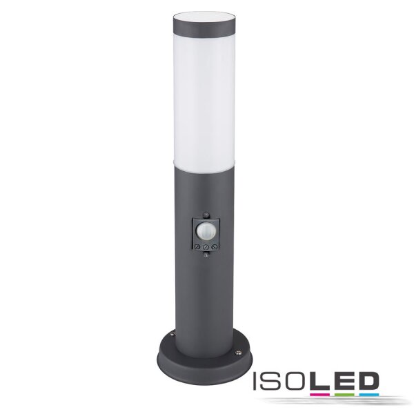 Pollerleuchte 450 anthrazit, IP44, PIR Bewegungssensor, 1x E27 Fassung, exkl. Leuchtmittel