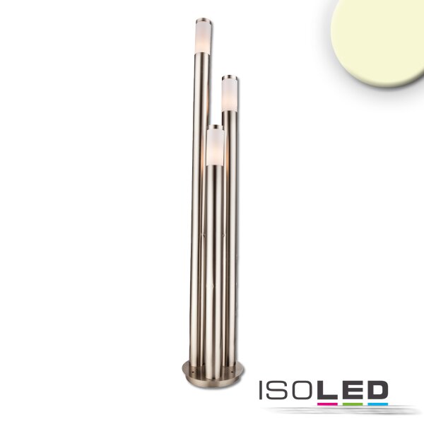 Pollerleuchte 1700 edelstahl, IP44, warmweiß, inkl. 3x E27 LED Leuchtmittel 9W