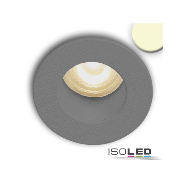 LED Einbauleuchte MiniAMP alu gebürstet, 1W, 24V DC, warmweiß, rückversetzt, dimmbar