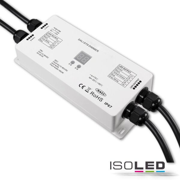 DALI DT81 Adresse Universal Push-Dim PWM-Dimmer IP67, 4 Kanal, 12-36V 4x5A, 48V 4x3A