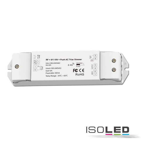 Sys-Pro Funk/Push/1-10V Input, Triac-Dimmer, 230V, 300VA, Phasenan-/Abschnitt wählbar