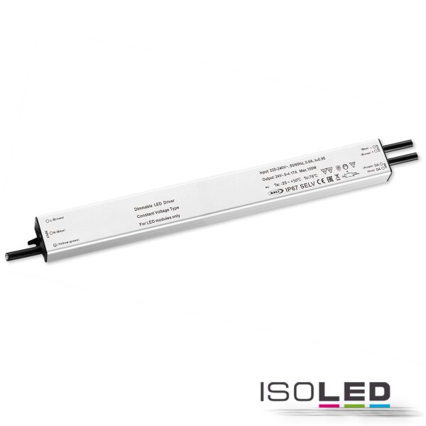 LED PWM-Trafo 24V/DC, 0-100W, Push/DALI-2 dimmbar, IP67, SELV, flach, ultraschmal