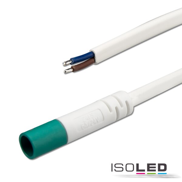 Mini-Plug Anschlussfassung female, 1m, 2x0,75, IP54, weiß-grün, max. 48V/6A