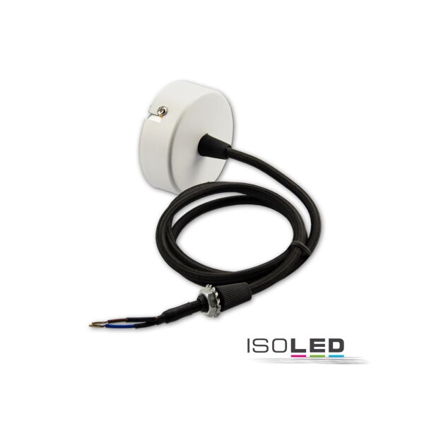 Deckenbaldachin rund 70mm, weiß, inkl. 2-poliges Stoffkabel 1,5m