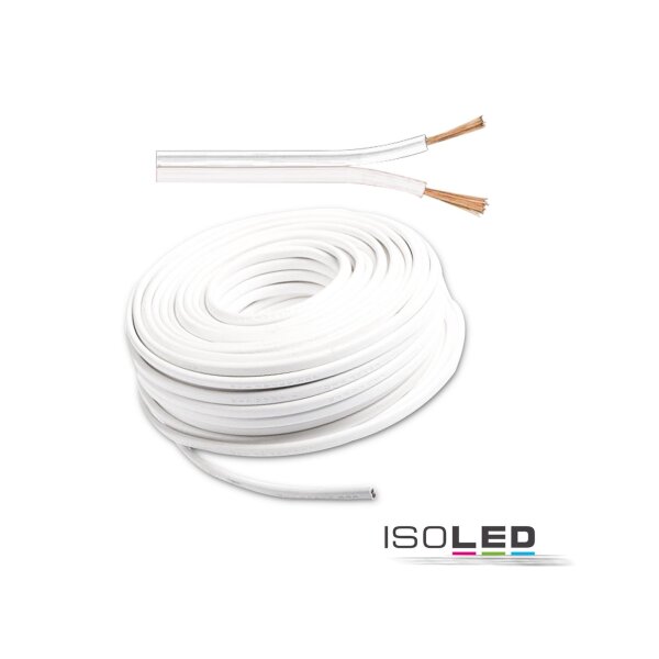 Kabel 25m Rolle 2-polig 0,75mm² H03VH-H YZWL, weiß/weiß, AWG 18
