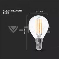 P45-E14-6W 130LM/WATT-FILAMENT CLEAR COVER  BULB-3000K