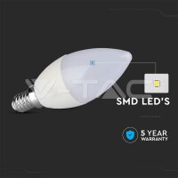 C37-E14-5.5W-PLASTIC CANDLE BULB-DIMMABLE-LED BY SAMSUNG-6400K