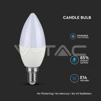 C37-E14-5.5W-PLASTIC CANDLE BULB-DIMMABLE-LED BY SAMSUNG-6400K