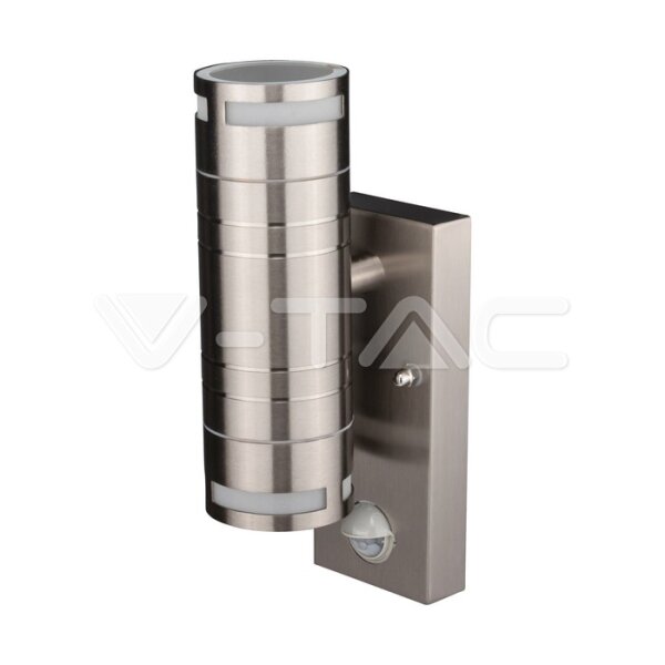 GU10-GLASS WALL FITTING WITH SENOR-STAINLESS STEEL BODY( H:21.5CM )-2 WAY-IP44