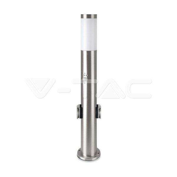 BOLLARD LAMP WITH PIR SENSOR & SOCKET-STAINLESS STEEL BODY-IP44-SATIN NICKEL BODY