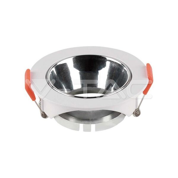 GU10 FITTING PLASTIC ROUND-WHITE FRAME+CHROME REFLECTOR 85x40mm