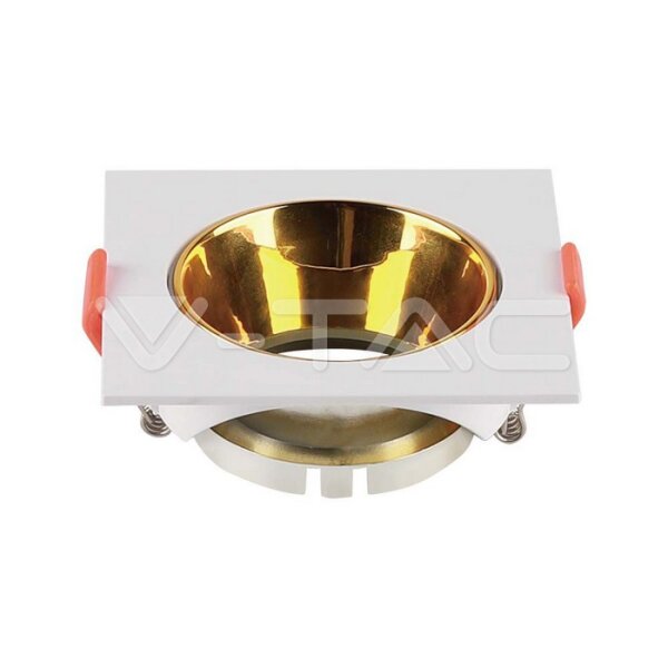 GU10 FITTING PLASTIC SQUARE-WHITE FRAME+GOLD REFLECTOR 85x85x40mm