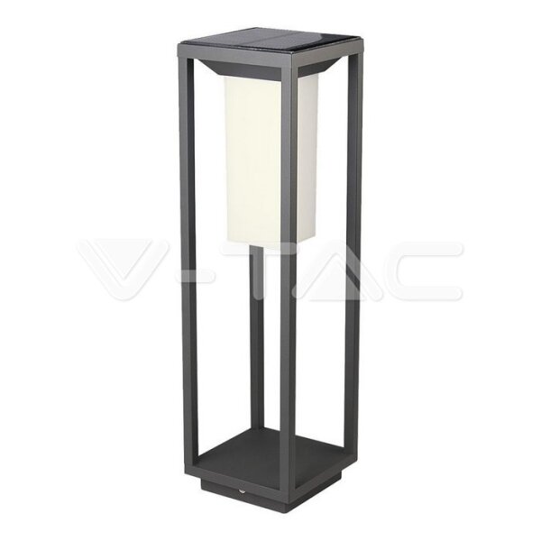 2W LED SOLAR BOLLARD WITH SAMSUNG LED CHIP 3000K GREY BODY