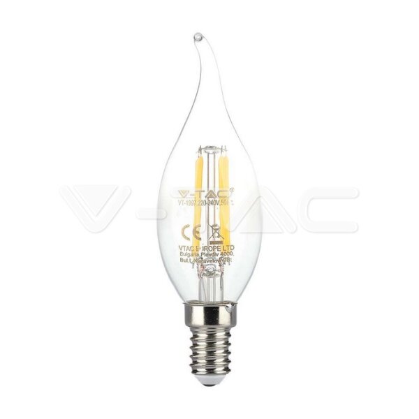 4W LED CANDLE FLAME FILAMENT BULB 3000K E14