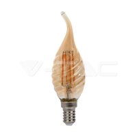 4W TWISTED CANDLE FILAMENT BULB AMBER COVER WITH TIP...
