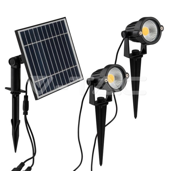 2*1.2W-SOLAR SPIKE LED LIGHT-BLACK BODY-IP65-3000K