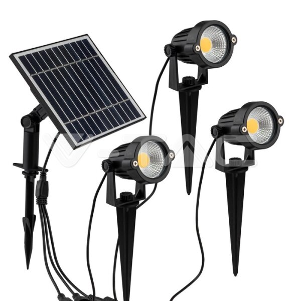 3*1.2W-SOLAR SPIKE LED LIGHT-BLACK BODY-IP65-3000K