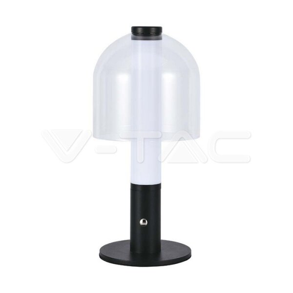 LED TABLE LAMP-1800mAH BATTERY (D140*300)  3IN1 BLACK+TRANSPARENT GLASS BODY