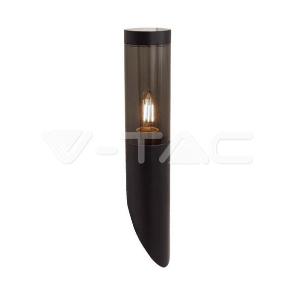 BOLLARD GARDEN FITTING LIGHT E27 (?76mmx365x236mm) SMOKE PLASTIC/SS  BLACK BODY IP44