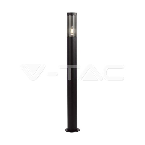 BOLLARD GARDEN FITTING LIGHT E27 (?76mmx119x1000mm) SMOKE PLASTIC/SS  BLACK BODY IP44