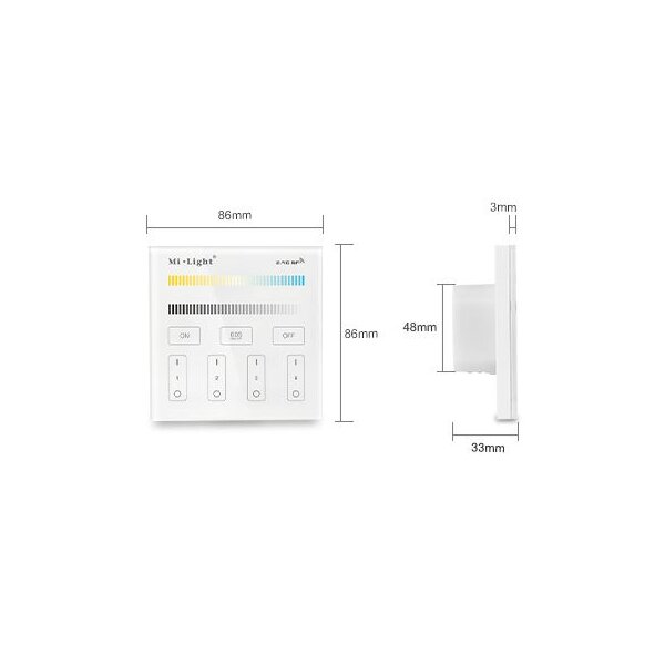 4-Zonen Smart Panel WW/CW+ Dimmer, 230V Anschluá