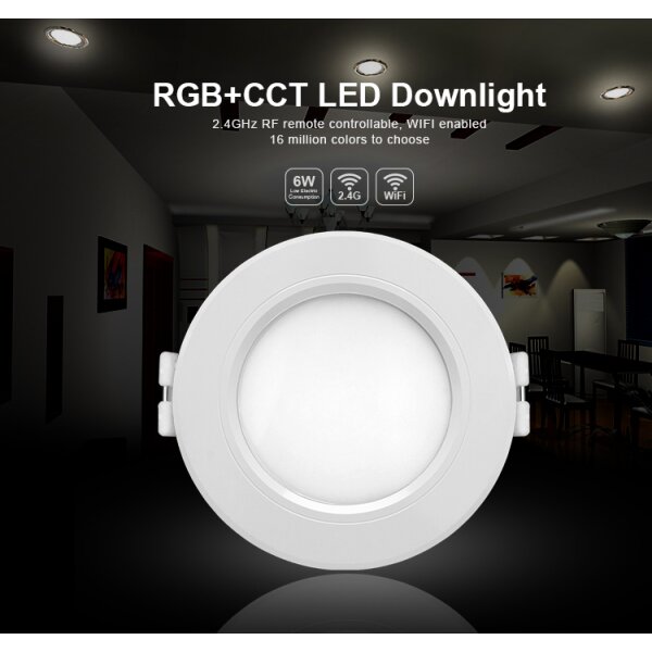 Downlight RGB+CCT, 6W, 230W, Außendurchmesser: 118mm, Ausschnitt: 90-95mm, Höhe: 38mm