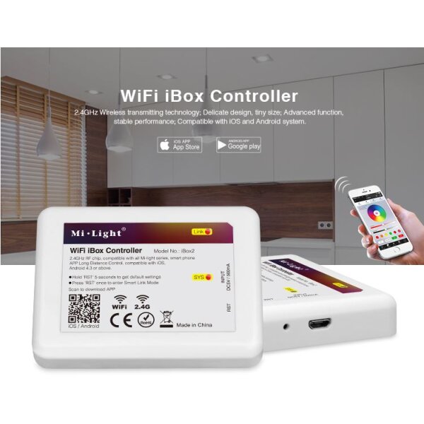 WIFI-Controller für Handy Steuerung, App für Iphone und Android Smart Phones.