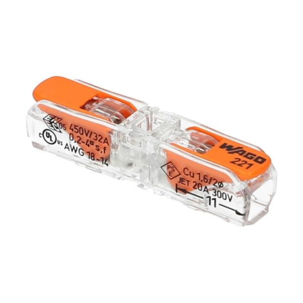 Wago Durchgangsverbinder mit Hebel für alle Leiterarten bis 4mm2