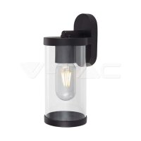 E27-WALL LAMP HOLDER CLEAR PC-MATT BLACK BODY IP44
