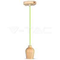 WOODEN PENDANT LIGHT GREEN WIRE