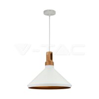 WOODEN TOP IRON PENDANT LIGHT WHITE