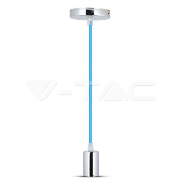 CHROME METAL CUP PENDANT LIGHT-BLUE