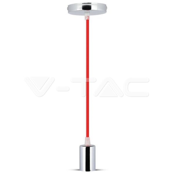 CHROME METAL CUP PENDANT LIGHT-RED