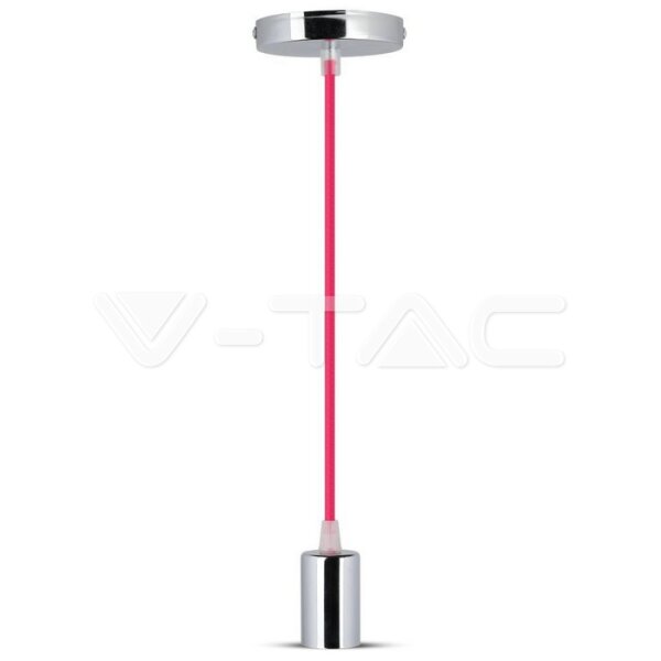 CHROME METAL CUP PENDANT LIGHT ROSE RED