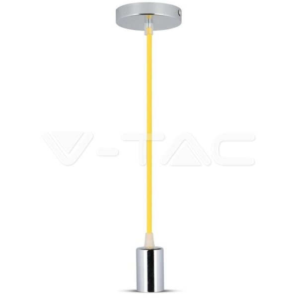 CHROME METAL CUP PENDANT LIGHT YELLOW