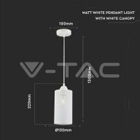 MATT WHITE PENDANT LIGHT WITH WHITE CANOPY