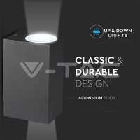 GU10 SLEEK WALL FITTING ALUMINUM SQUARE BLACK 2WAY IP44