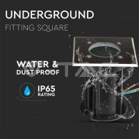 GU10 UNDERGROUND FITTING,SS BODY SQUARE BLACK IP44