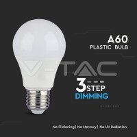 9W E27 A60 LED PLASTIC 3 STEP DIMMING BULB 6400K 2PCS BLISTER PACK