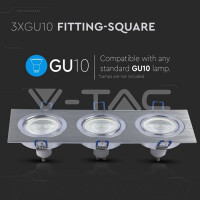 3xGU10 FITTING SQUARE ALUMINUM BRUSH SOCKET FOR GU10 NOT INCLUDED