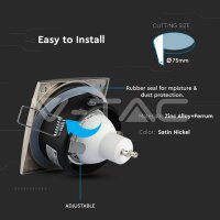 GU10 FITTING SQUARE IP54 SATIN NICKLE SOCKET FOR GU10 NOT INCLUDED